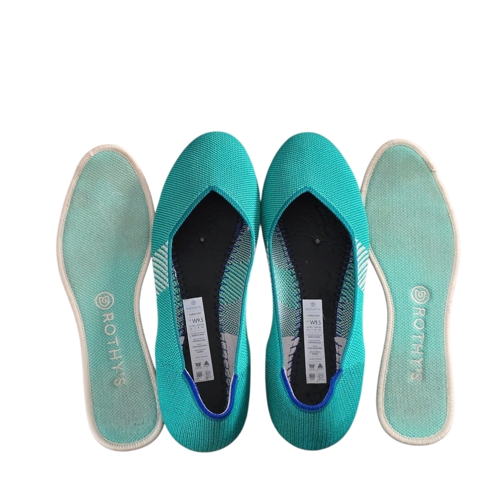 Rothy's Women's Calypso Teal Ballet Flats Size 9.5 Slip On Office Wear - Picture 5 of 8